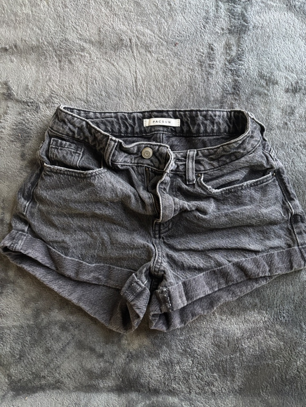 PacSun Women's Charcoal Gray Cuffed Denim Shorts